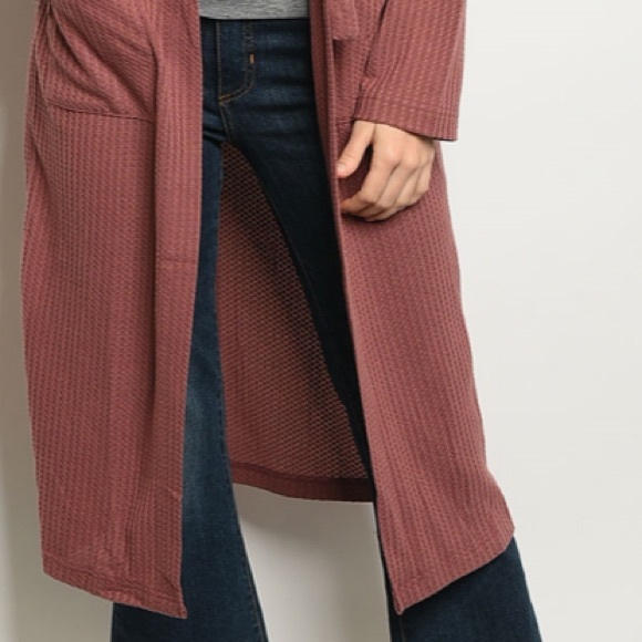 ❄️LAST1️⃣//MAUVE WAFFLE CARDIGAN HOODIE - Picture 5 of 9